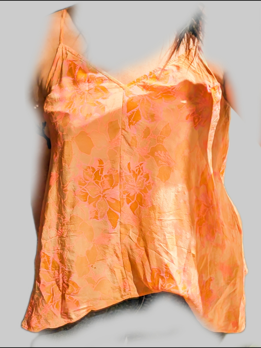Rebecca Taylor Neon Coral Floral Silk Camisole